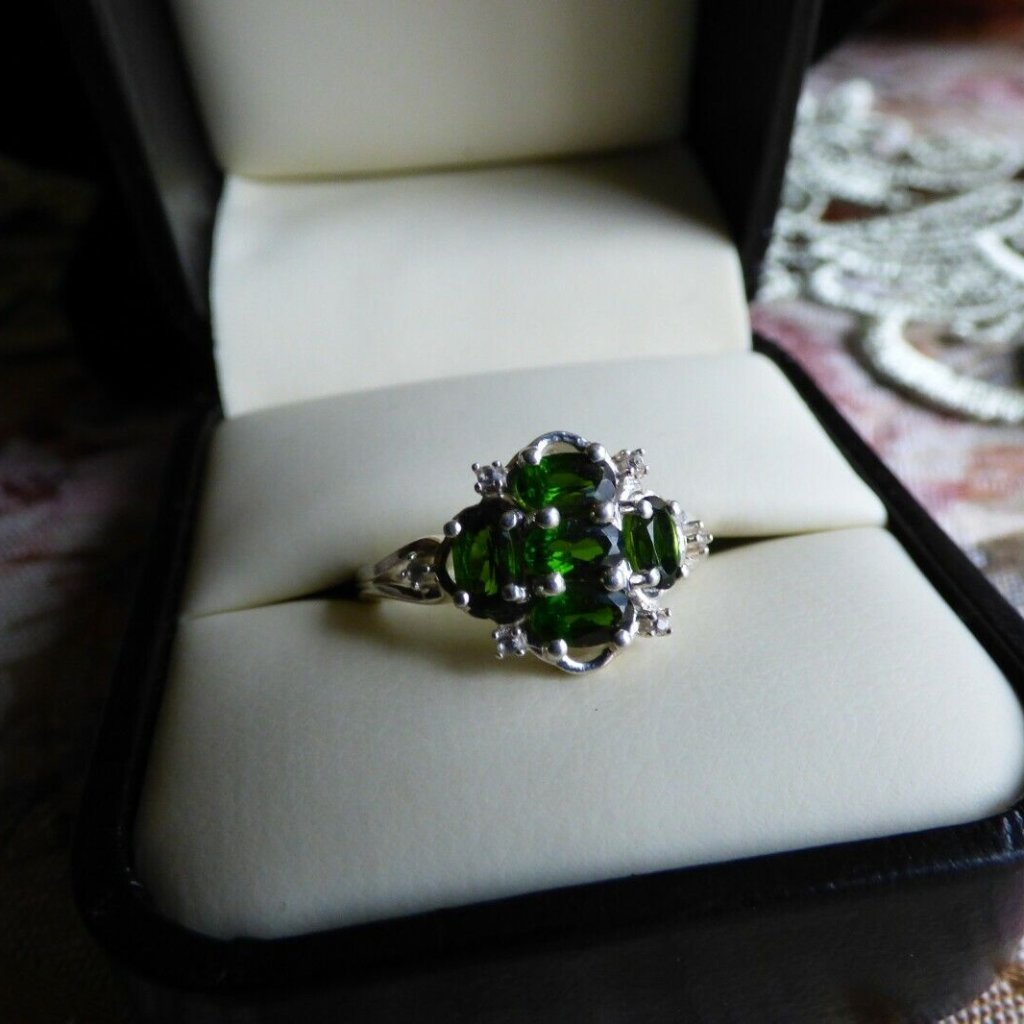 Atgw 1.18cts Chrome Diopside & White Zircon Sterling Silver Ring Sz 7 Le 29